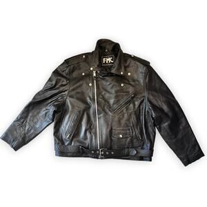 Vintage FMC Men's Leather Motorcycle Biker Jacket Size: 54